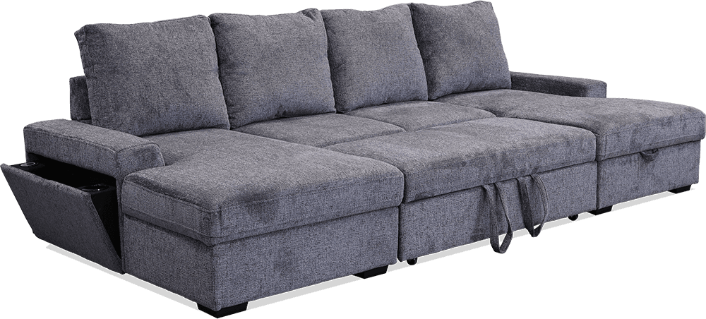 Jonty Soft Weave 4 Seater Lounge With Inbuilt Sofa bed