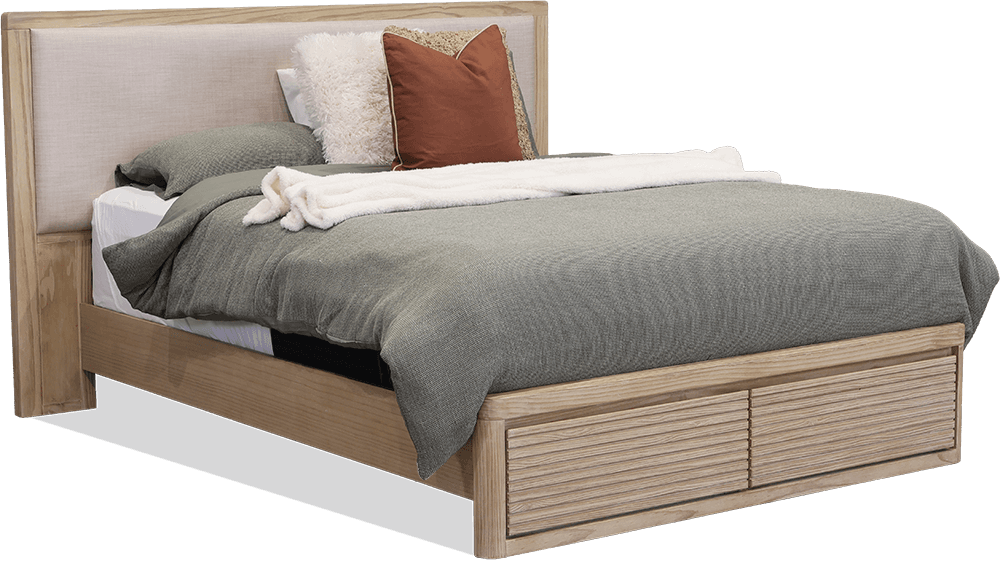 Orlando Pine/MDF Queen Bed with Drawer/s
