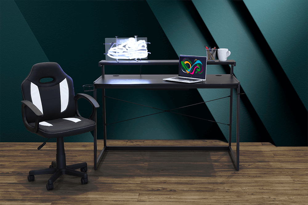 Aspire Melamine/Powdercoated Gaming Desk