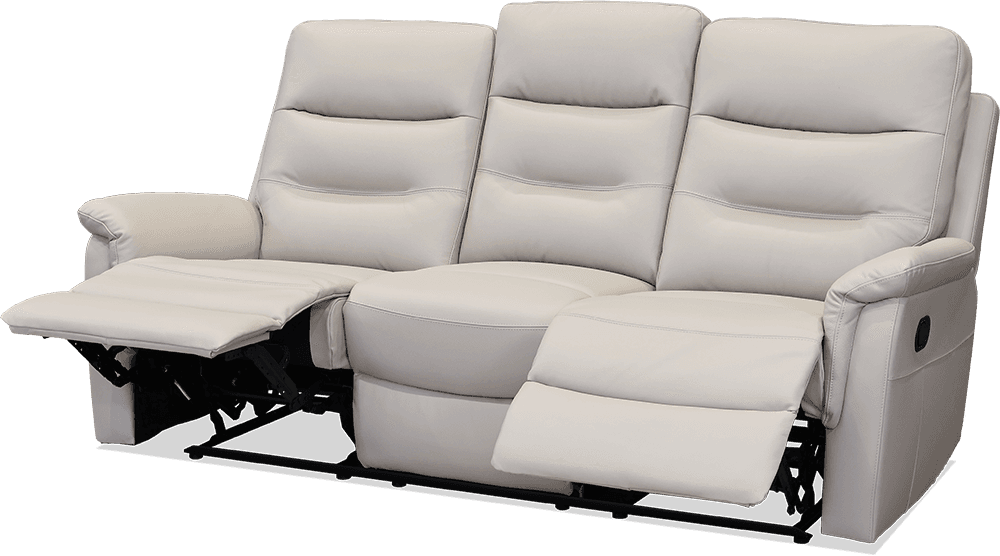 Aspley Leather 3 Seater Lounge With 2 Built In Recliners With 2 Recliners