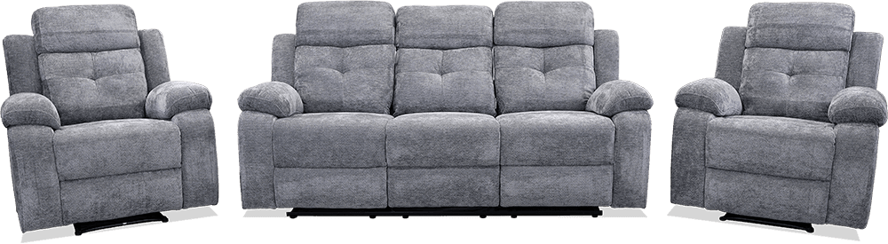 Ellery Fabric 3 Seater Lounge With 2 Built In Recliners With 2 Recliners