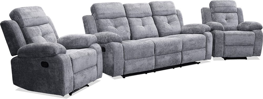 Ellery Fabric 3 Seater Lounge With 2 Built In Recliners With 2 Recliners