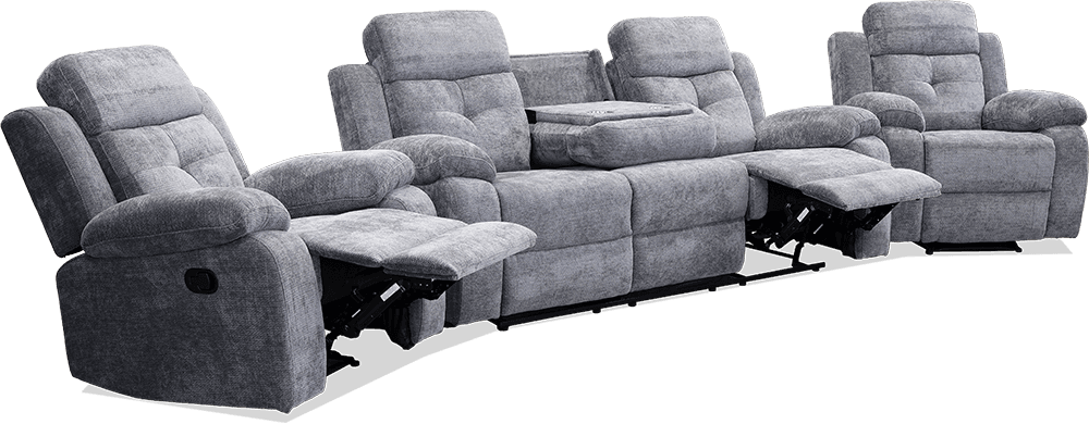 Ellery Fabric 3 Seater Lounge With 2 Built In Recliners With 2 Recliners