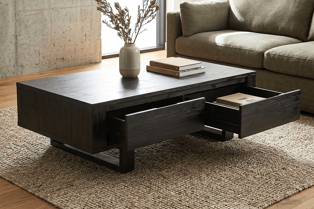Dante Acacia Rectangle 2 Drawer Coffee Table