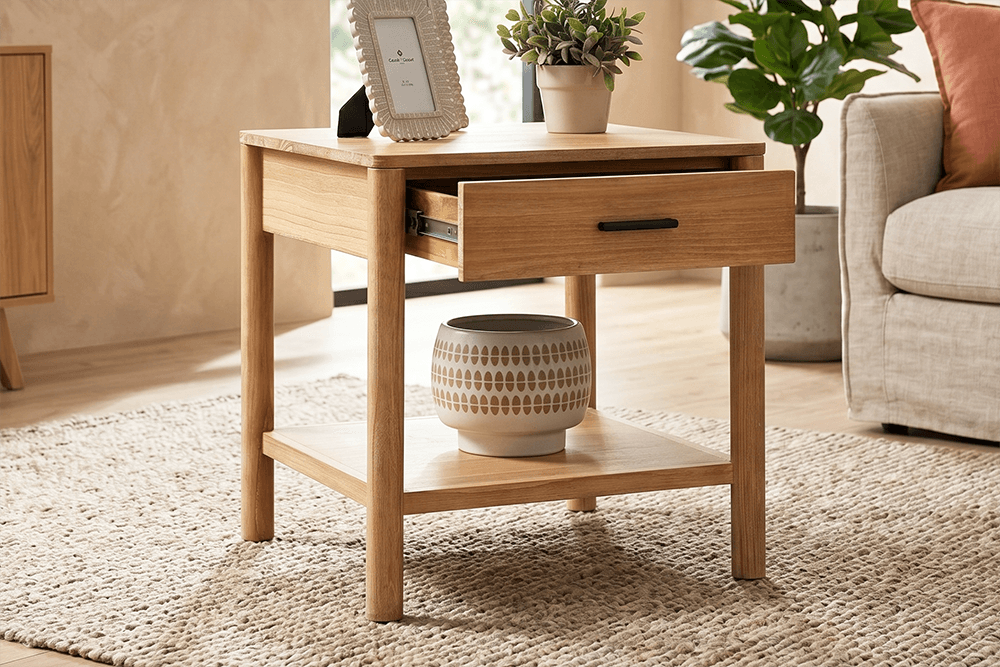 Harper Mindi Square 1 Drawer Lamp Table
