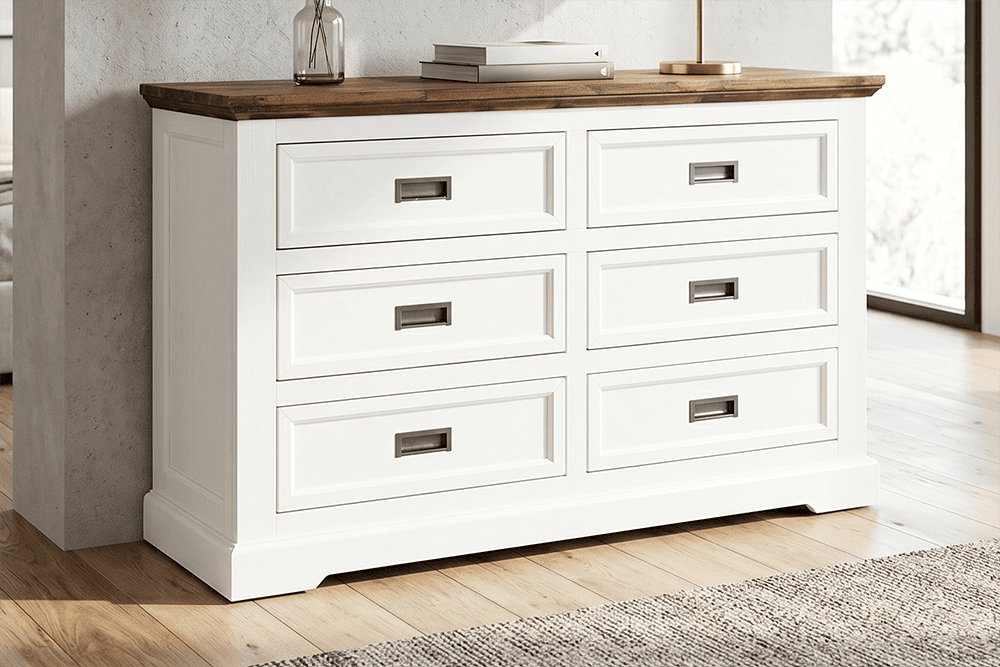 Augusta Acacia 6 Drawer Low Chest