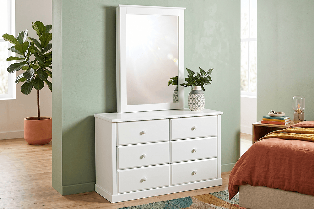 Tilly Acacia 6 Drawer Dresser with Mirror