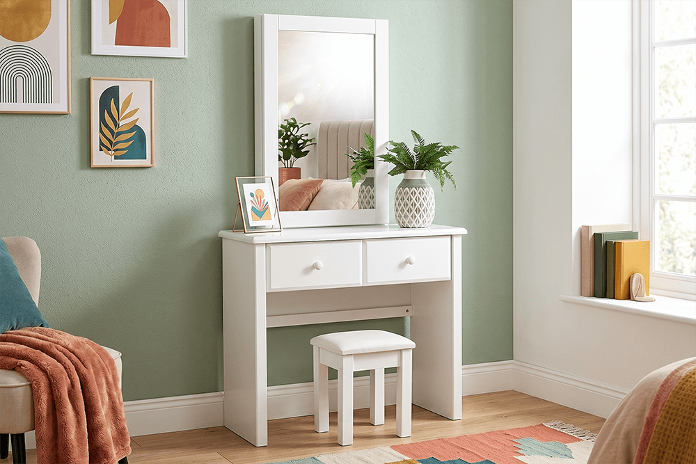 Tilly Acacia Dressing Table With Stool