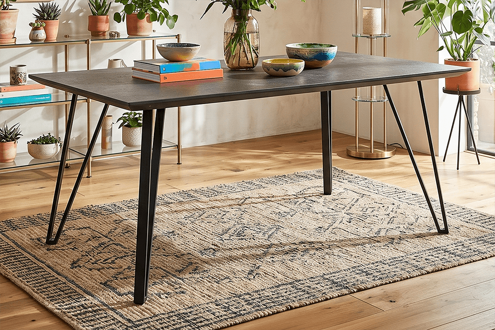 Onyx MDF/Metal Rectangle Dining Table
