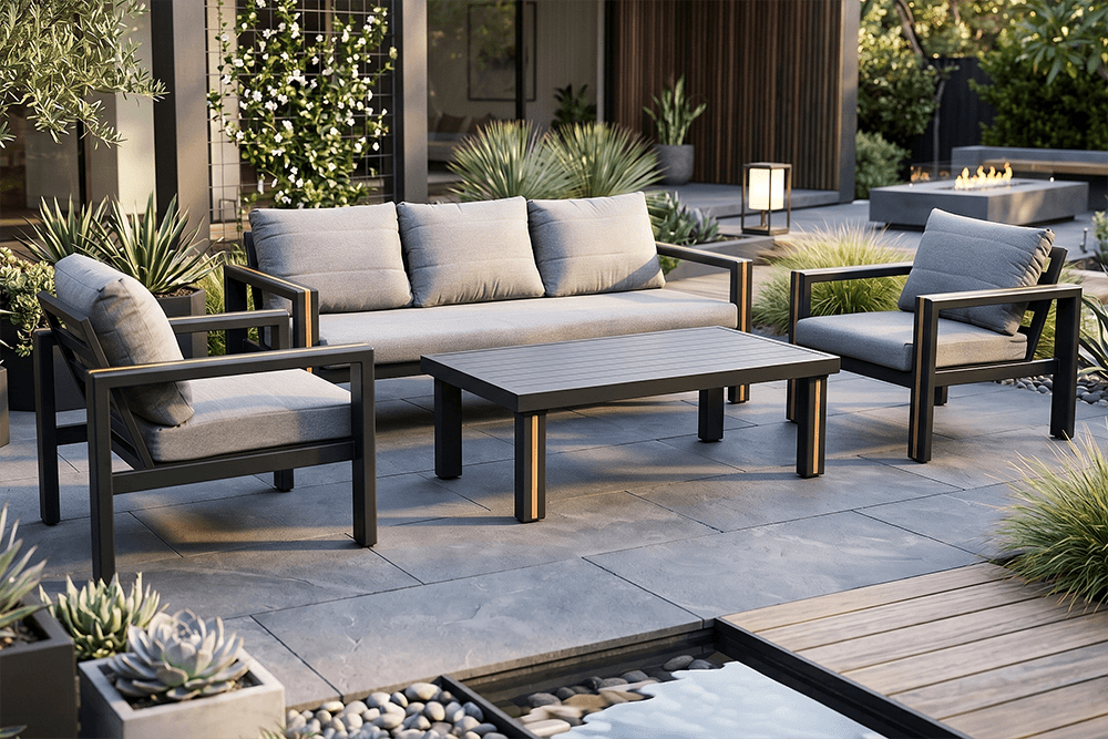 Kent Aluminium 4 Piece Triple Package Lounge With Coffee Table