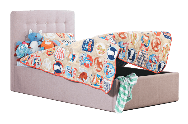 Aria Sky fabric King Single Storage Lift-Up Bed