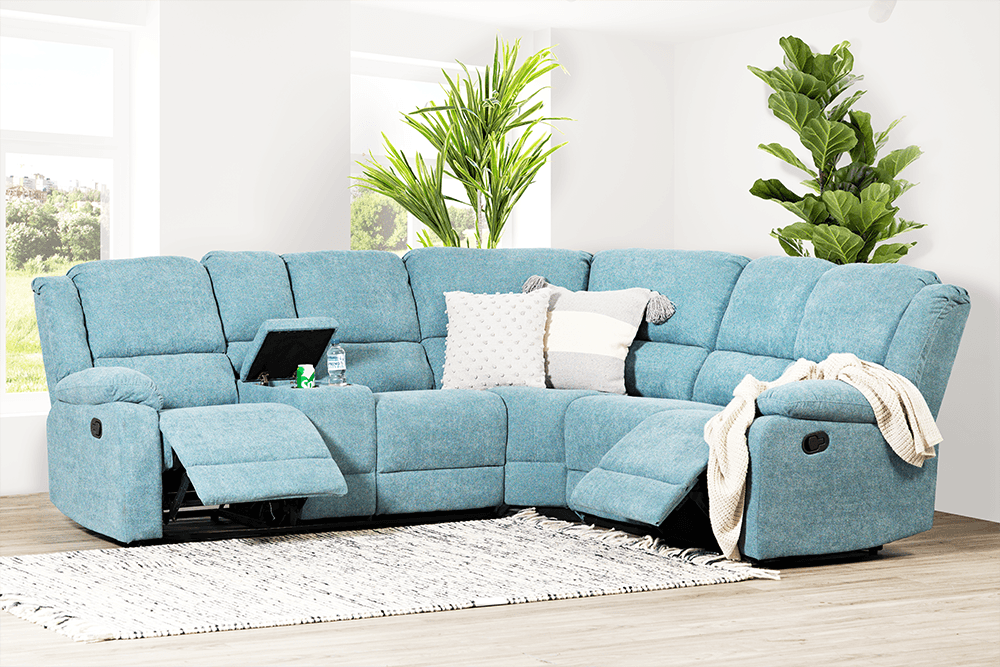 Albion Fabric Modular Lounge With 2 Built In Recliners