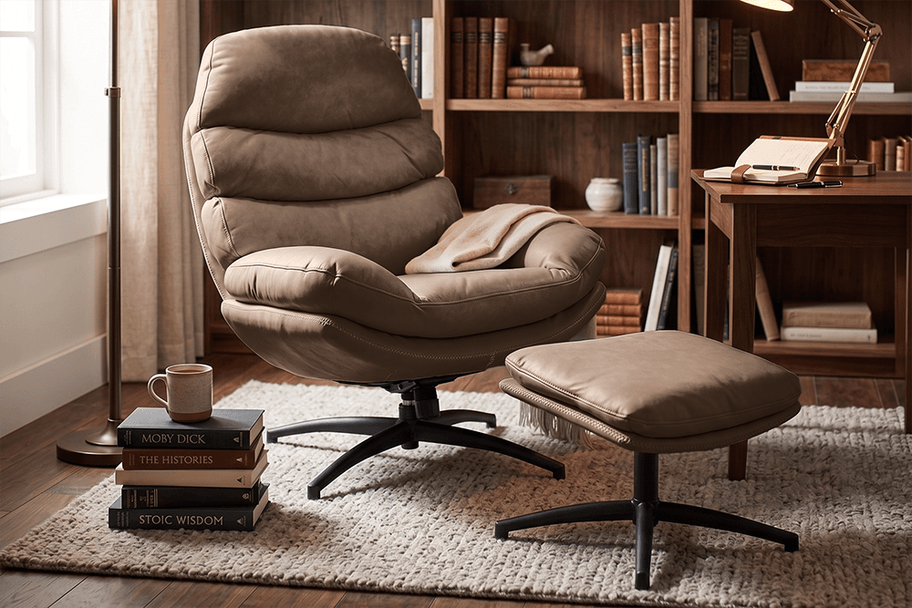 Marley Fabric Swivel Chair (Inc. Footstool)