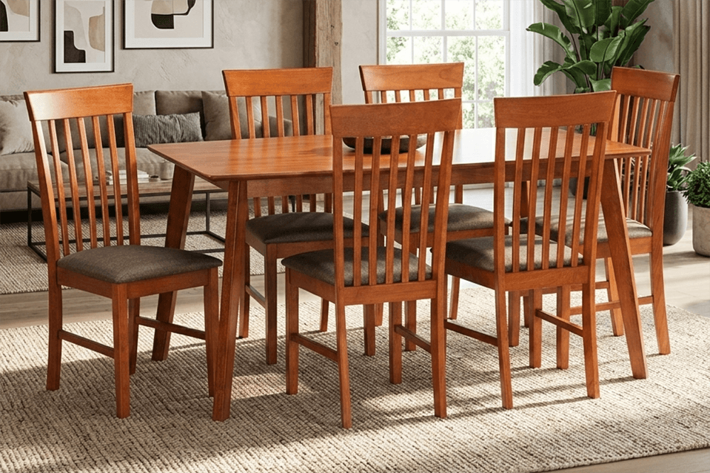 Onslow Hardwood 7 Piece 1500 Dining Suite