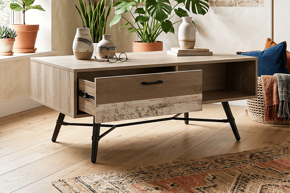 Westwood Melamine Rectangle 1 Drawer Coffee Table