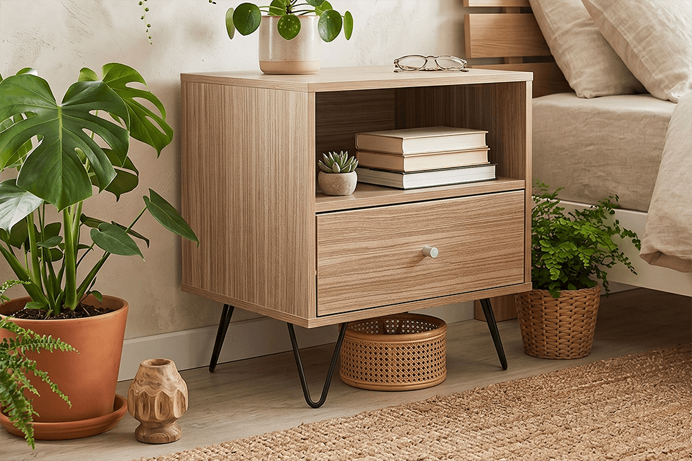 Jayda Melamine 1 Drawer Bedside Chest