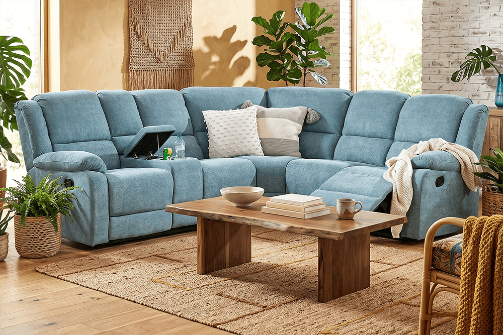 Albion Fabric Modular Lounge With 2 Built In Recliners