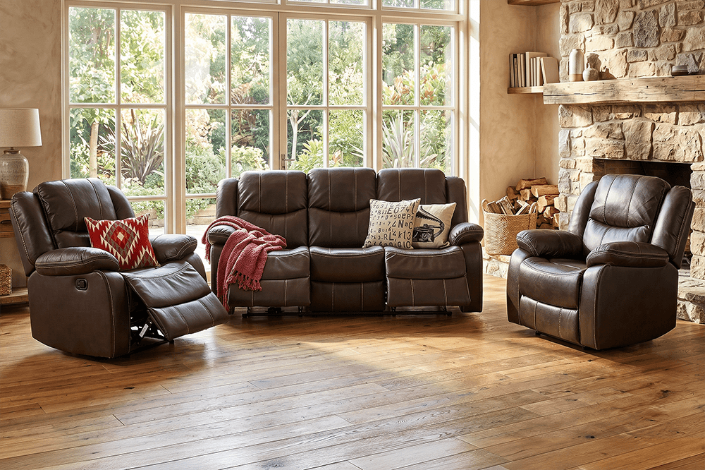 Fairmont Syntech 3 Seater Lounge With 2 In Built Recliner With 2 Recliners Suite