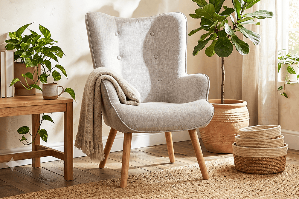 Tiffany Linen Accent Chair With Arms