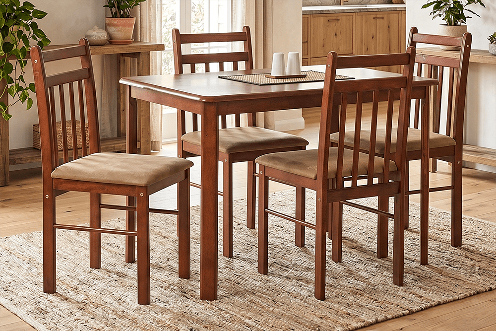 Harvey Hardwood 5 Piece Rectangle Dining Suite