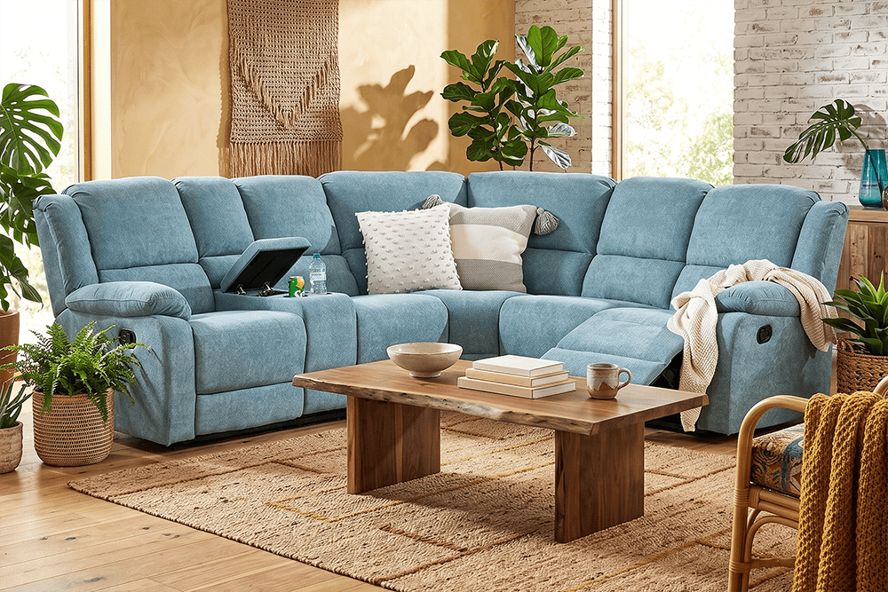 Albion Fabric Modular Lounge With 2 Built In Recliners