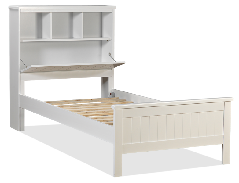 Furniture Wa Western, White Single Bed With Bookcase Headboard